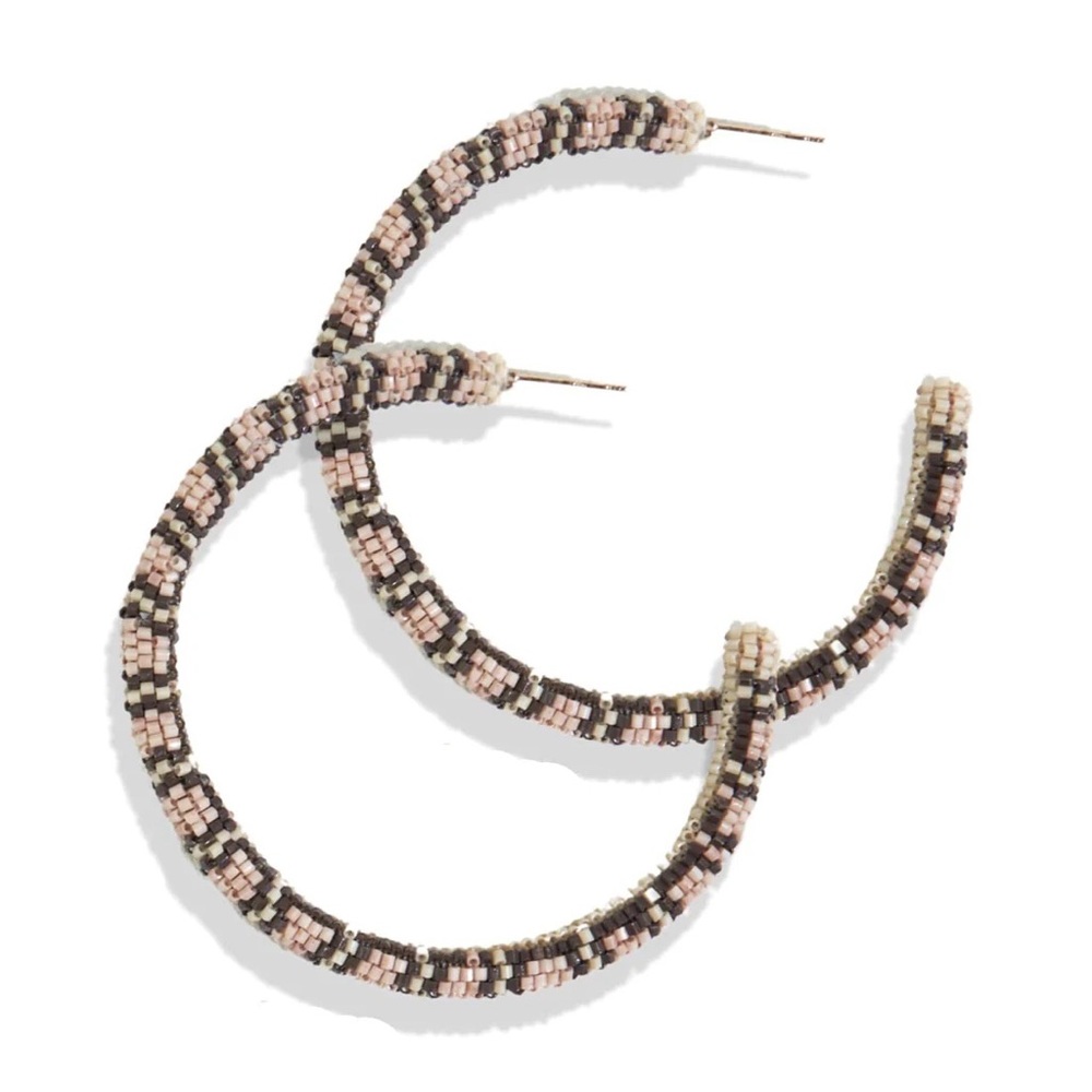 ink+alloy ink alloy beaded hoop post earrings NIB color blush pink NWT
